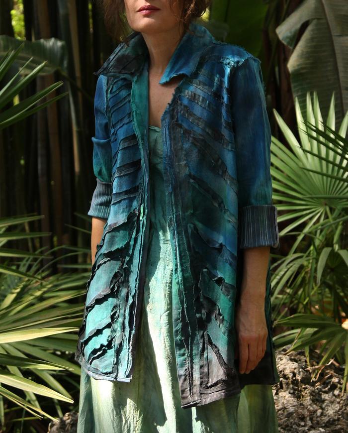 geometric applique emerald ombre jacket