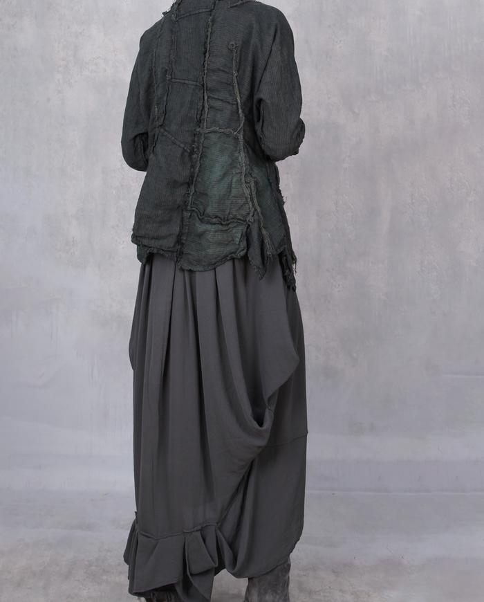 'comfortably statuesque' modern gray stretch maxi dress