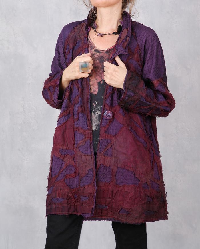 'purple stained glass' roomy silk jacket