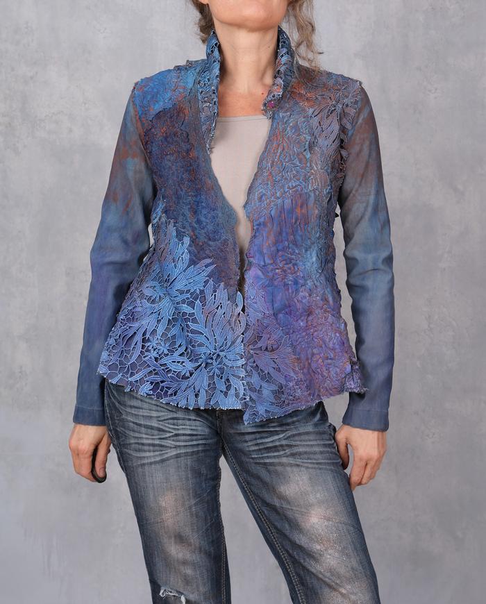 'a blue bouquet' fitted short high texture jacket