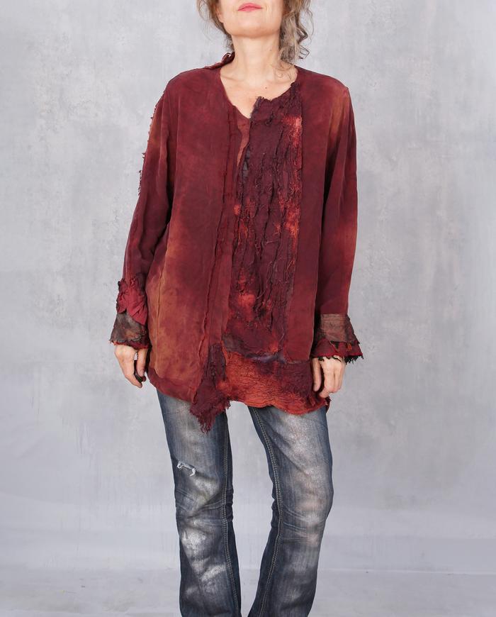 'wine at sunset' thick silk detailed tunic