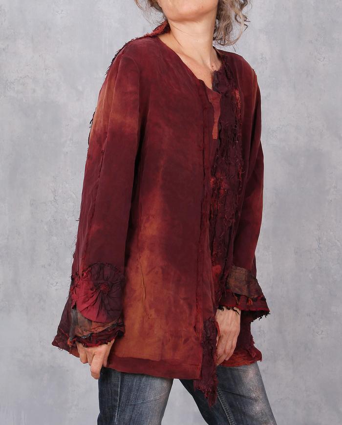 'wine at sunset' thick silk detailed tunic