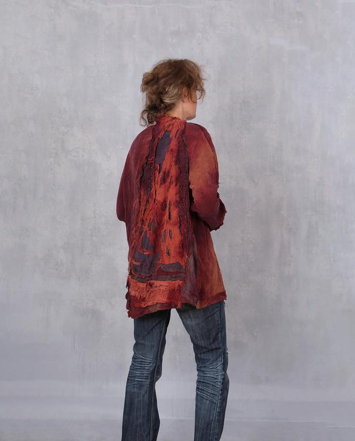 'wine at sunset' thick silk detailed tunic