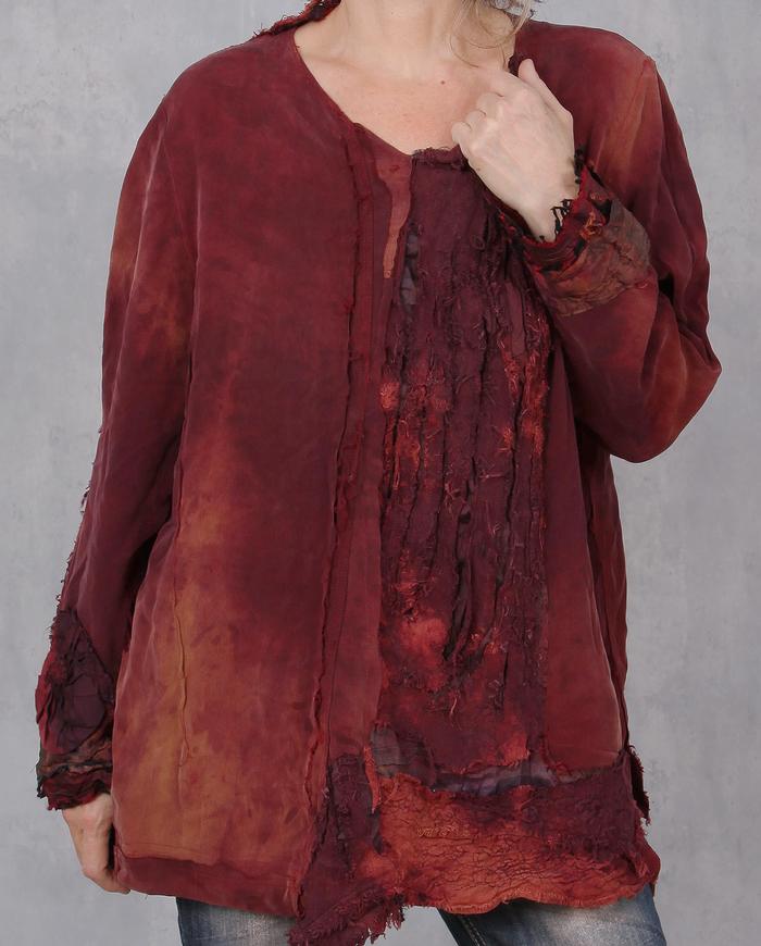 'wine at sunset' thick silk detailed tunic