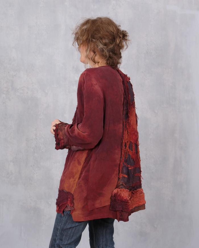 'wine at sunset' thick silk detailed tunic