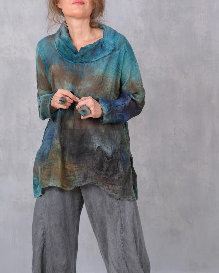 'so much to tell' Belgian linen gauze colorful blouse