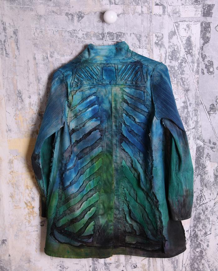 geometric applique emerald ombre jacket