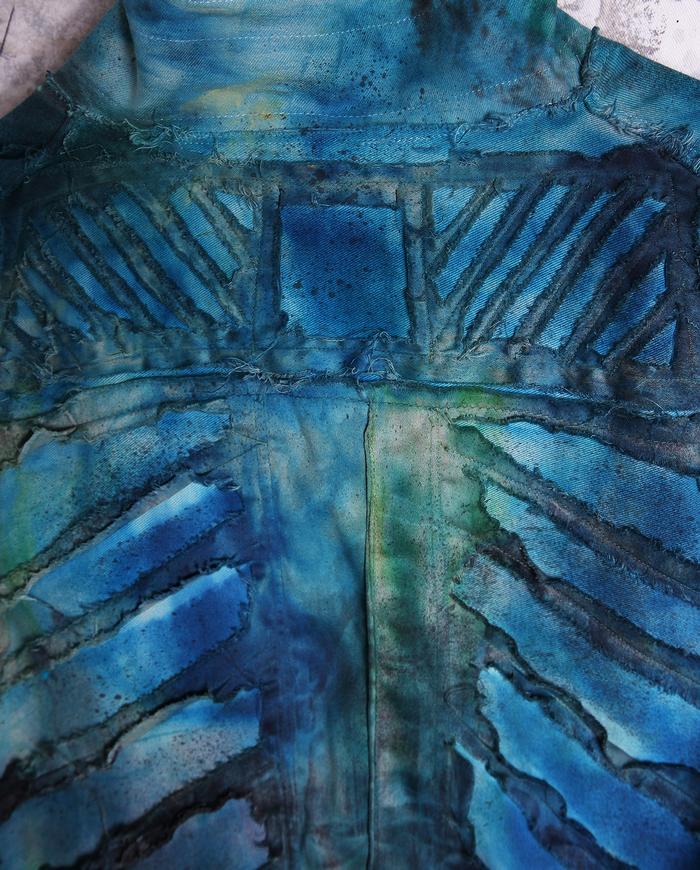 geometric applique emerald ombre jacket