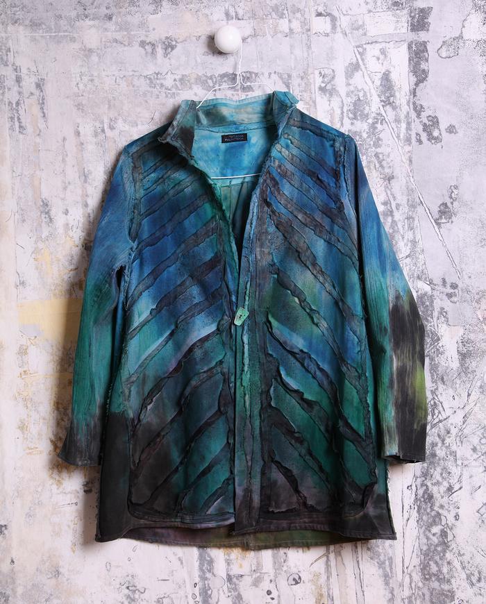 geometric applique emerald ombre jacket