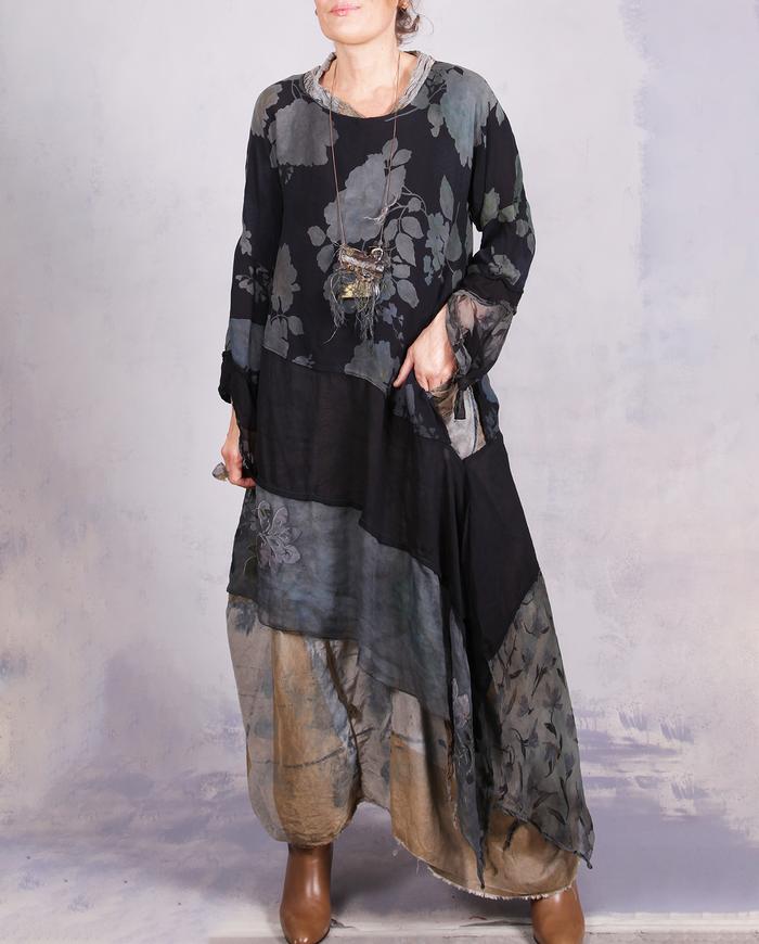 'oh so feminine' semi-sheer asymmetrical long tunic/overlay