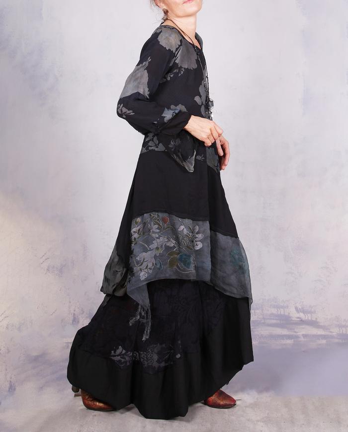 'oh so feminine' semi-sheer asymmetrical long tunic/overlay