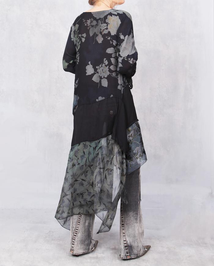 'oh so feminine' semi-sheer asymmetrical long tunic/dress