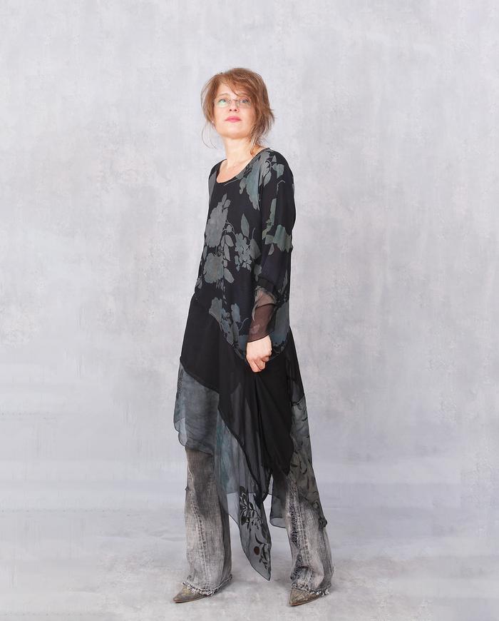 'oh so feminine' semi-sheer asymmetrical long tunic/dress