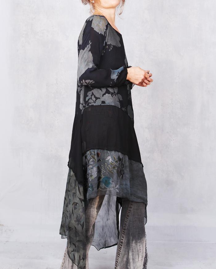 'oh so feminine' semi-sheer asymmetrical long tunic/dress