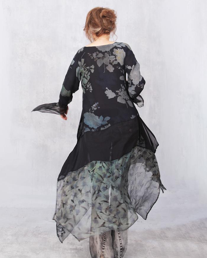 'oh so feminine' semi-sheer asymmetrical long tunic/dress