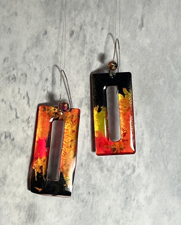 'molten colors' hand-carved dangle earrings