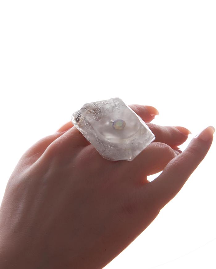 'melting iceberg' hand-carved lucite statement ring