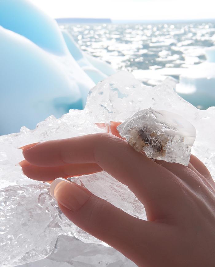 'melting iceberg' hand-carved lucite statement ring