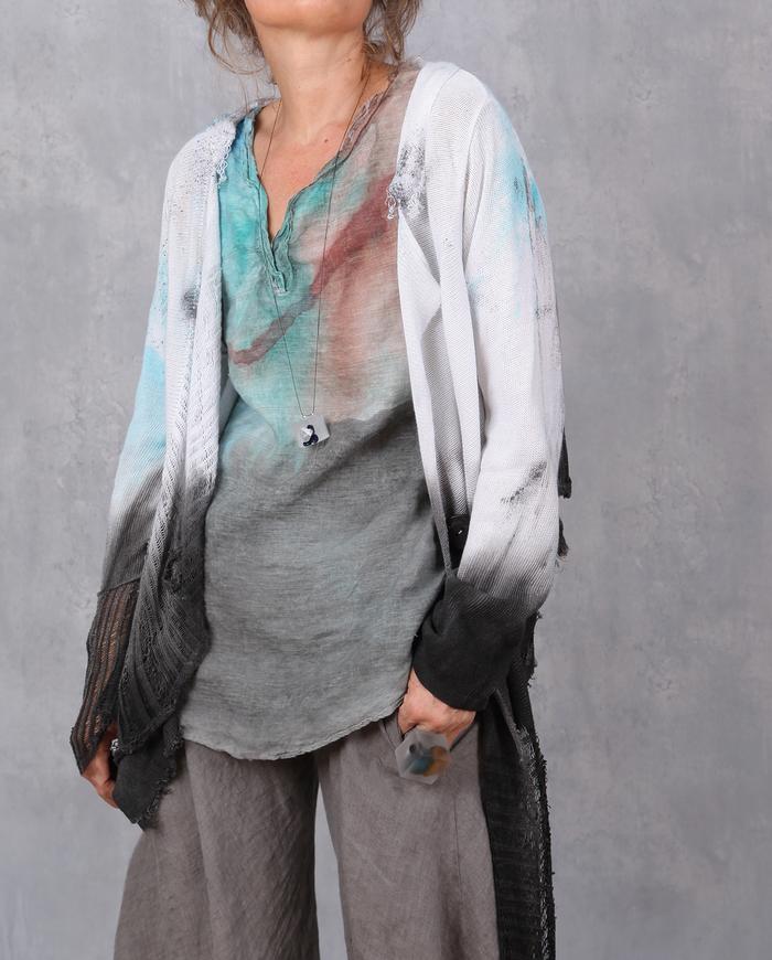 'free to fly' asymmetrical hand-painted layering cardigan