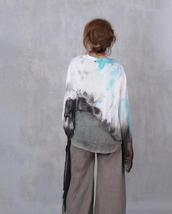 'free to fly' asymmetrical hand-painted layering cardigan