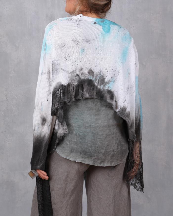 'free to fly' asymmetrical hand-painted layering cardigan