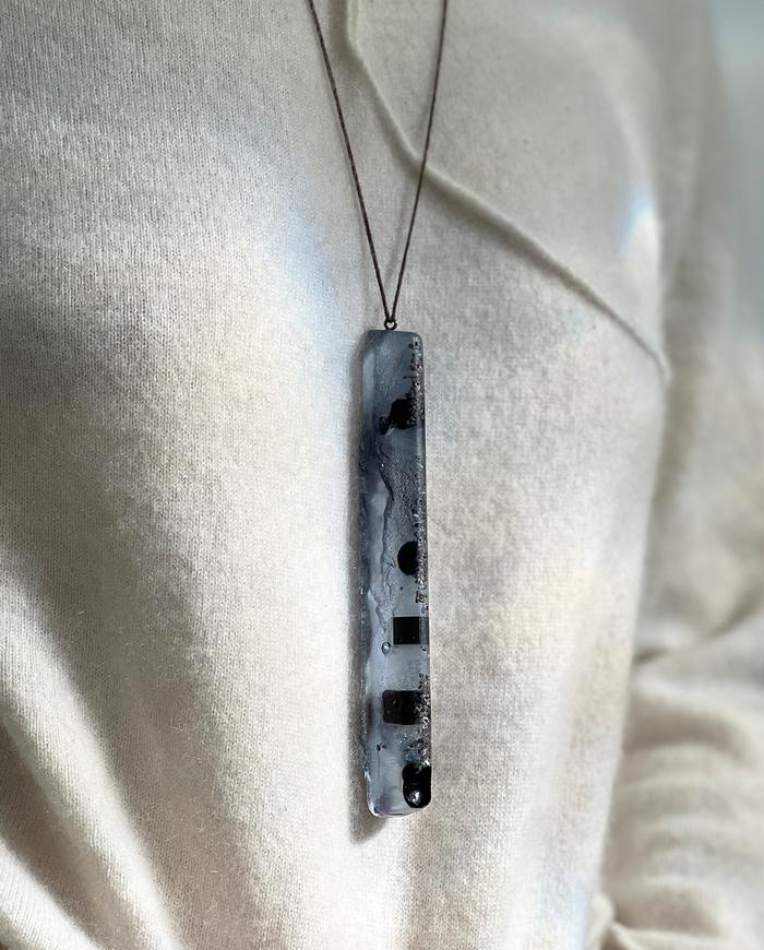 'sculpted icicle' statement hand-carved pendant necklace