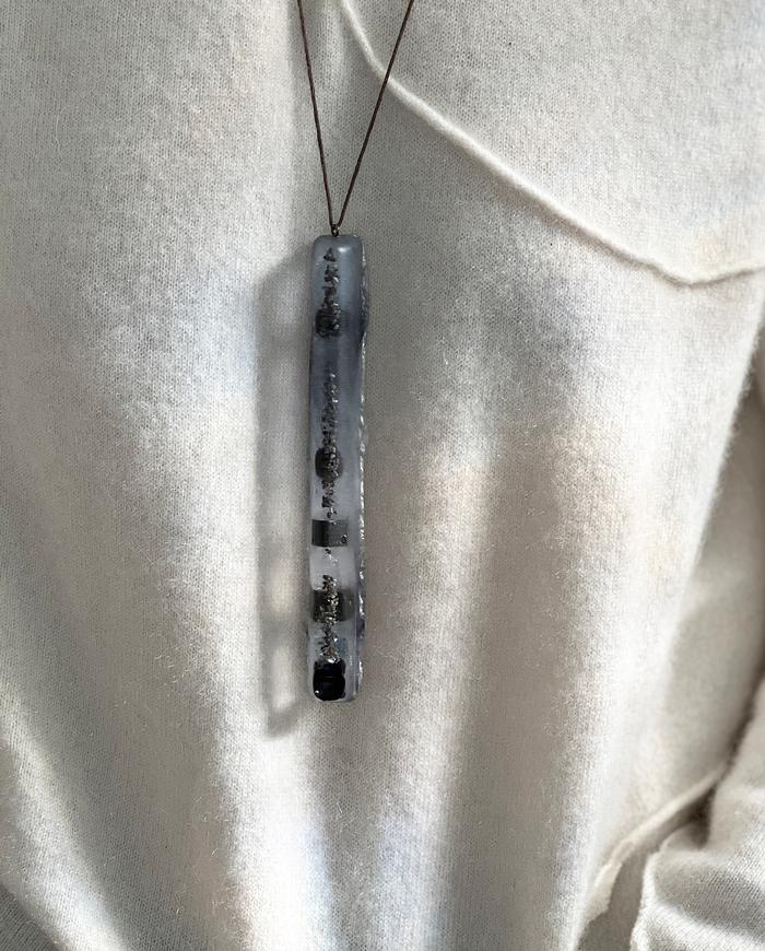 'sculpted icicle' statement hand-carved pendant necklace