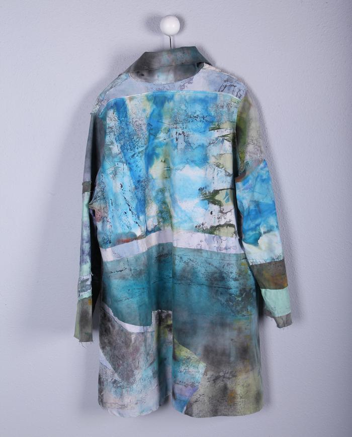 tropical patchwork brushed cotton hand-painted jacket
