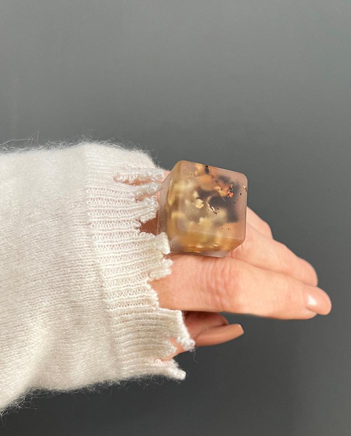'nature's mystery' frosted cube adjustable ring