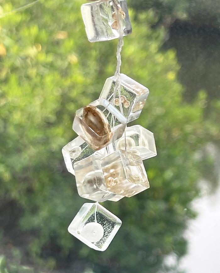 'champagne grapes' lucite clear/white/gold cluster necklace