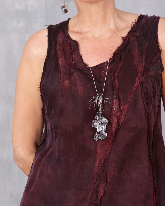 'silver grape fireworks' hand-carved lucite cluster necklace