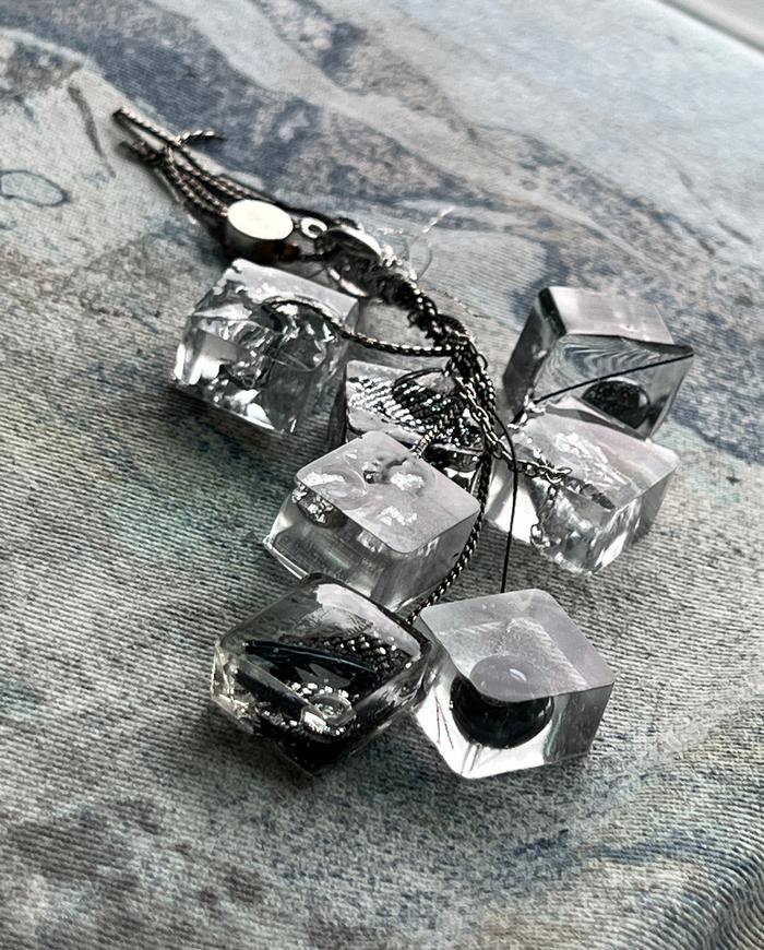 'silver grape fireworks' hand-carved lucite cluster necklace