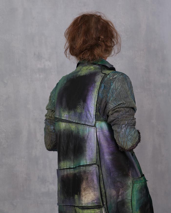 'the dragonfly effect' hand-painted recycled soft leather vest