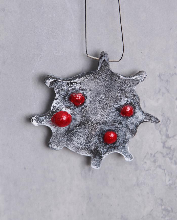 'jurassic ladybug' statement hand-carved pendant necklace/brooch