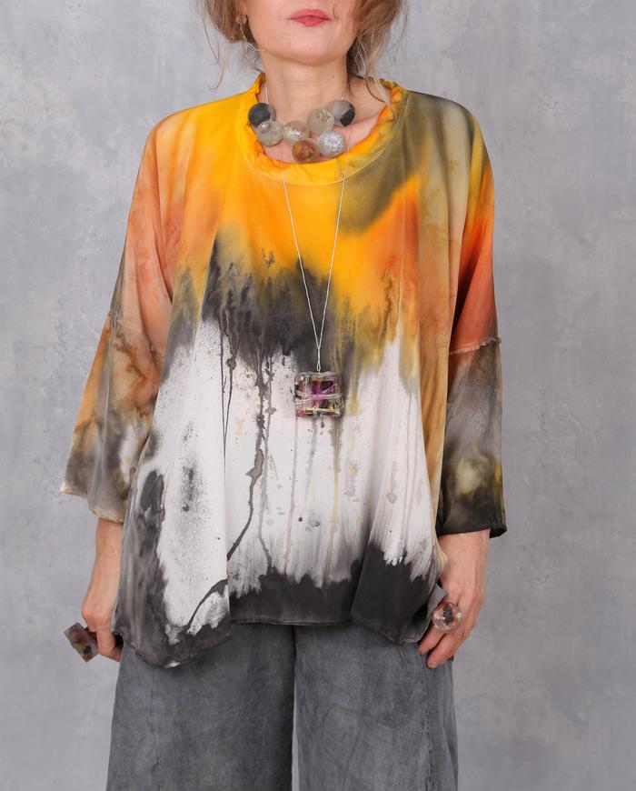 'sunny side up' loose-fitting silk blouse