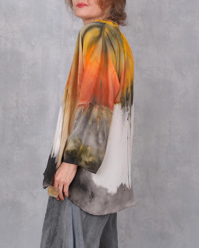 'sunny side up' loose-fitting silk blouse