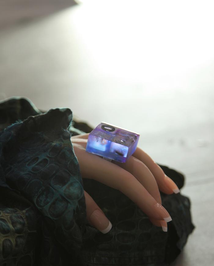 'purple play' square translucent art ring
