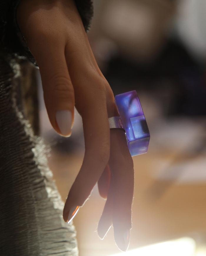 'purple play' square translucent art ring