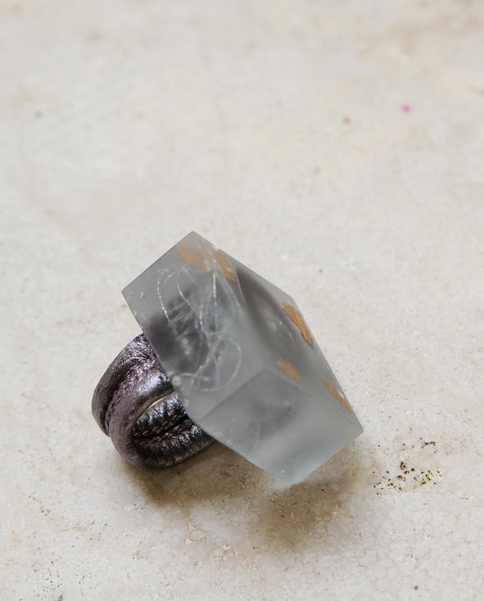 'frosty blizzard' transparent hand-carved art ring