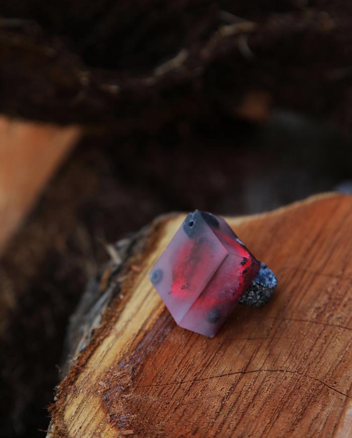 'dreaming of poppies' bold art ring in black and red