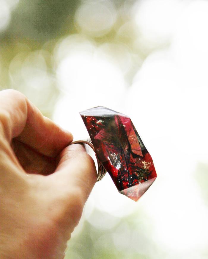 'flamenco passion' asymmetrical statement art ring