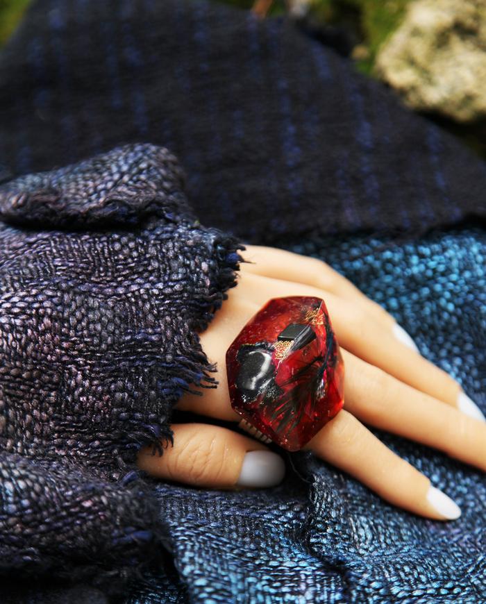 'flamenco passion' asymmetrical statement art ring