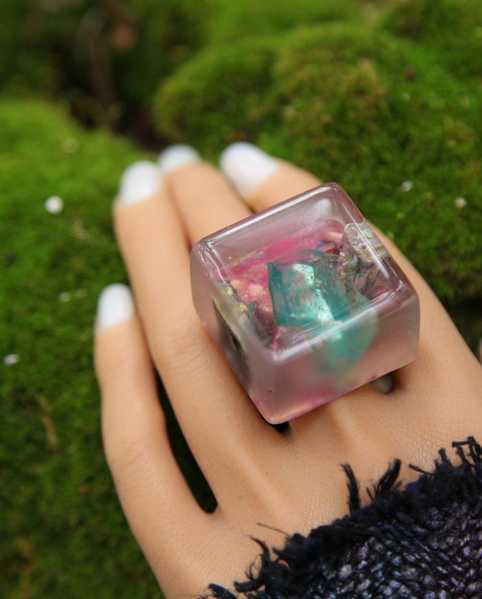 'sorbet ice cube' translucent statement ring