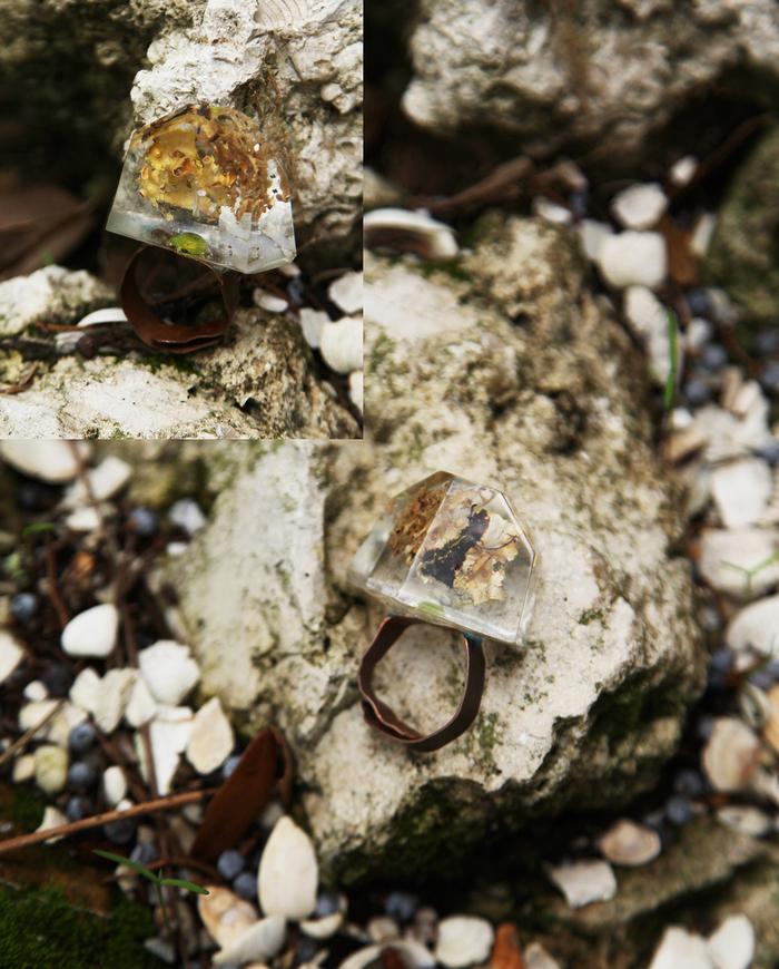 'a hint of nature' small clear geometric art ring