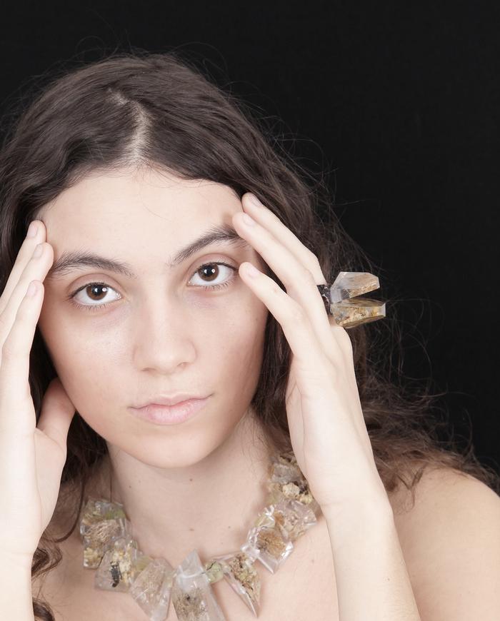 'pure nature' asymmetrical avant-garde transparent art ring