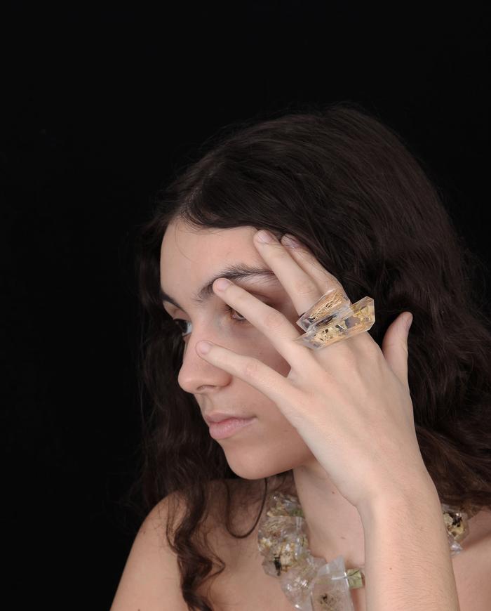 'pure nature' asymmetrical avant-garde transparent art ring