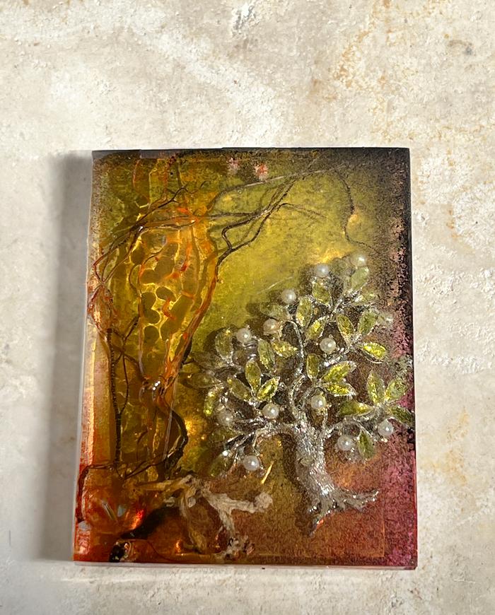 'landscape with a tree' large art pendant