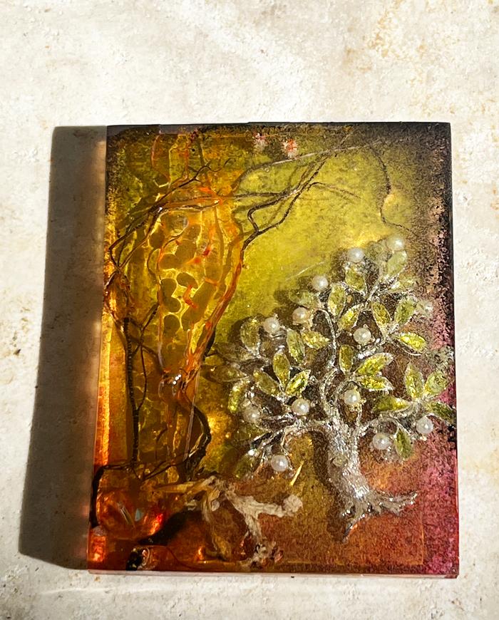 'landscape with a tree' large art pendant