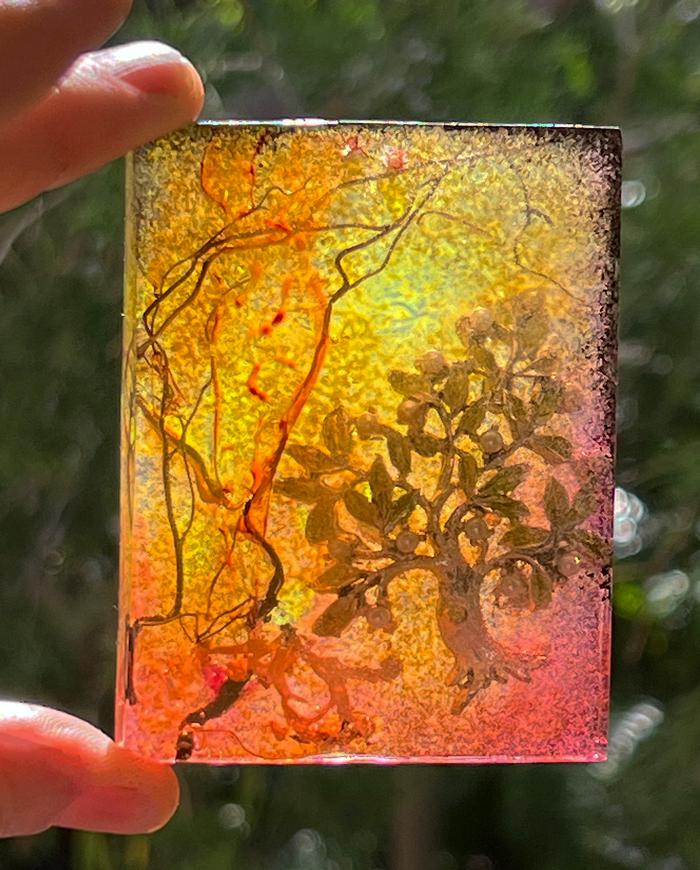 'landscape with a tree' large art pendant