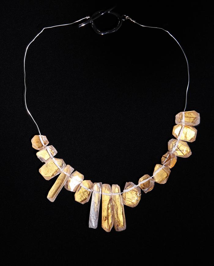 'sheer gold' hand carved bohemian bib art necklace